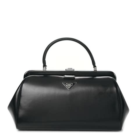 PRADA Spazzolato Frame Bag Black 1450498 